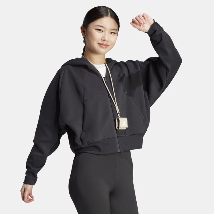 adidas Women's Z.N.E. Full-Zip Hoodie Black adidas Women's Z.N.E. Full-Zip Hoodie Black image number 2