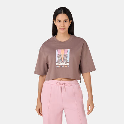 New Balance Women's Athletics Gradient Shoes Graphic T-Shirt Brown