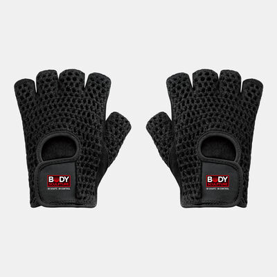 Body Sculpture Mesh Cotton/Leather Fitness Gloves Black Body Sculpture Mesh Cotton/Leather Fitness Gloves Black