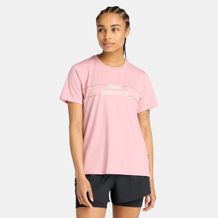 New Balance Women's Linear Performance T-Shirt Pink image number 0