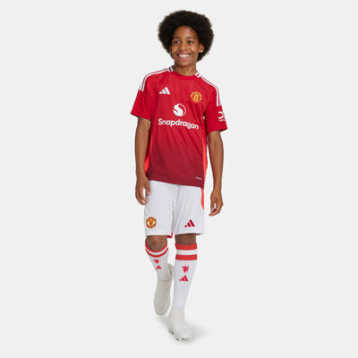 adidas Kids' Manchester United 24/25 Home Replica Football Shorts White adidas Kids' Manchester United 24/25 Home Replica Football Shorts White