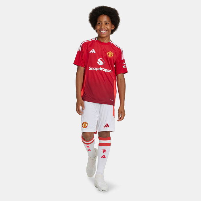 adidas Kids' Manchester United 24/25 Home Replica Football Shorts White adidas Kids' Manchester United 24/25 Home Replica Football Shorts White image number 0