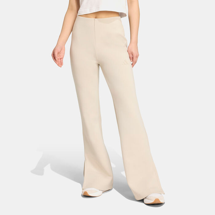 adidas Women's Soft Lux Flared Pants Beige image number 0