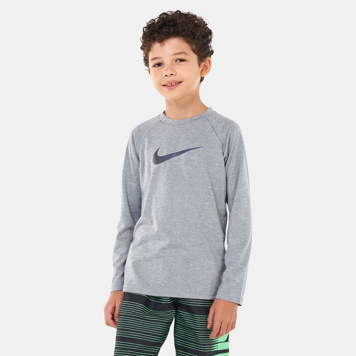 Nike Swim Kids' Heather Hydroguard Swim Top Grey Nike Swim Kids' Heather Hydroguard Swim Top Grey image number 0