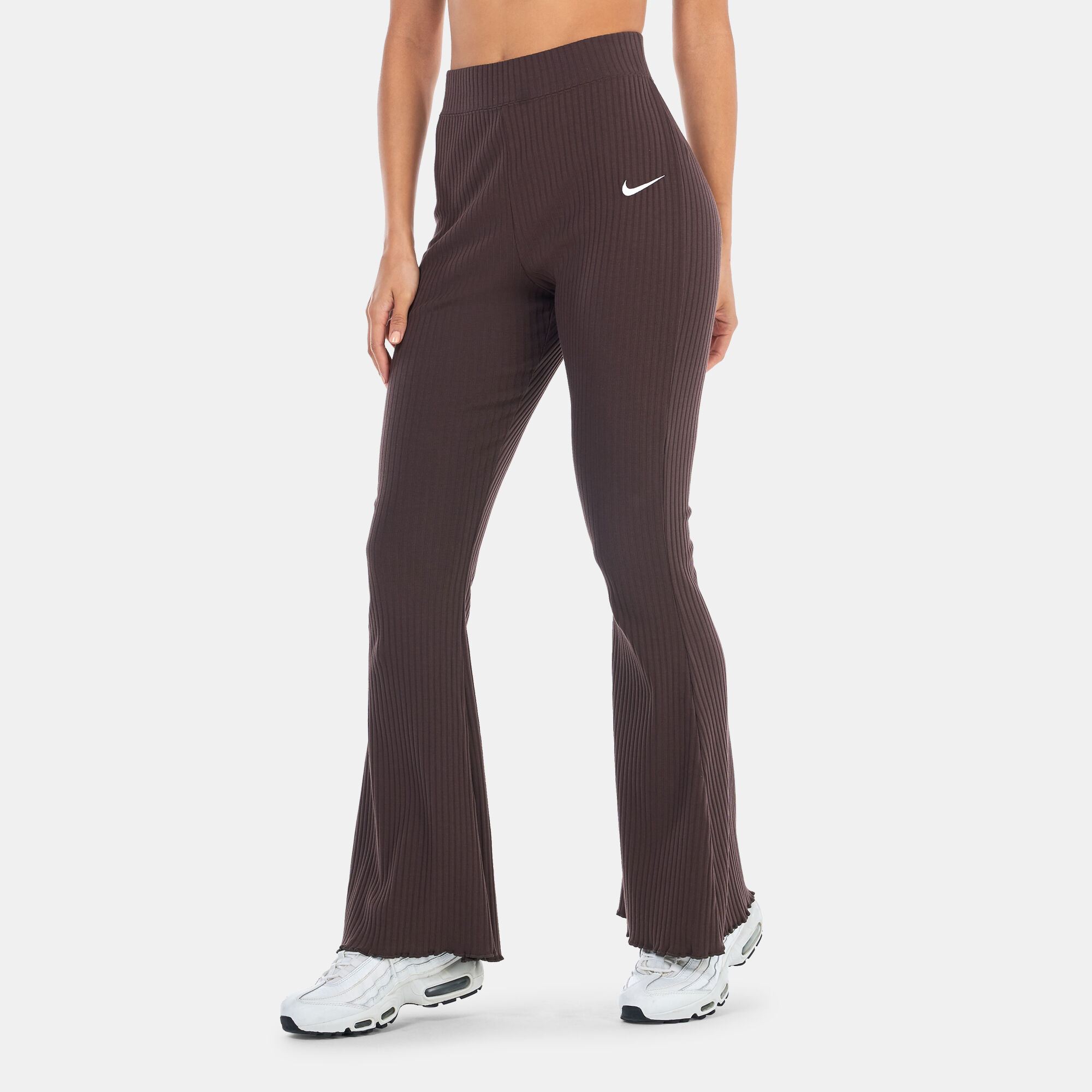 Buy Nike Women's Sportswear High-Waisted Ribbed Jersey Pants Brown