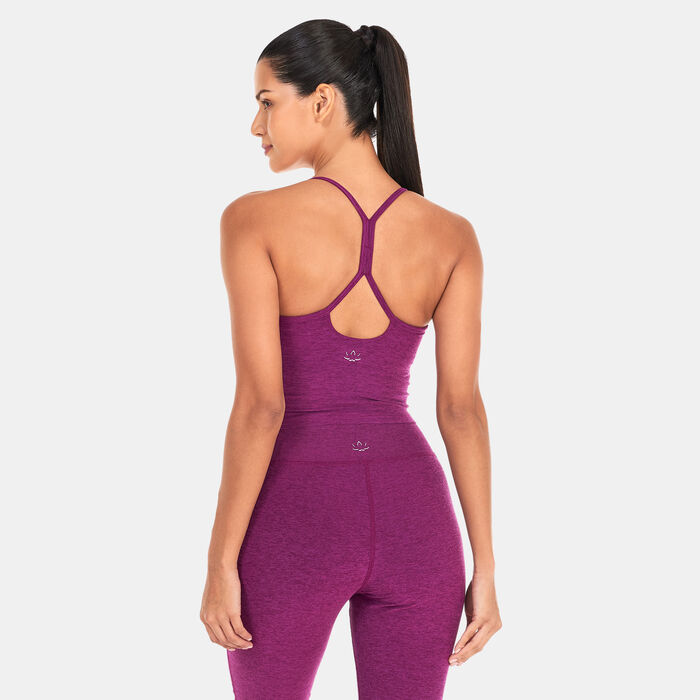 BEYOND YOGA Women's Spacedye Slim Racerback Cropped Tank Top Purple BEYOND YOGA Women's Spacedye Slim Racerback Cropped Tank Top Purple image number 1