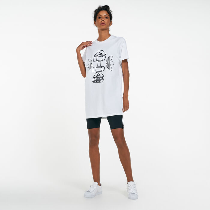 adidas Originals Women's T-Shirt Dress White adidas Originals Women's T-Shirt Dress White image number 2