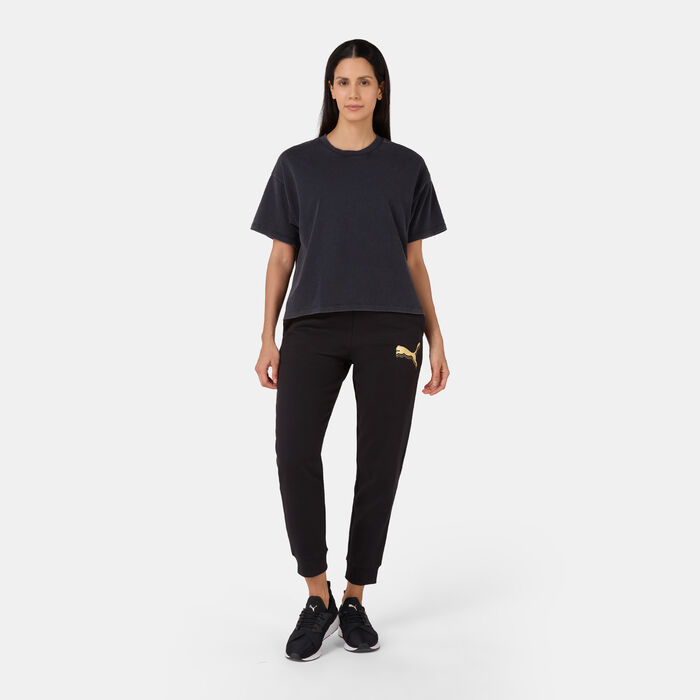 PUMA Women's Essentials Metallic Sweatpants Black image number 2