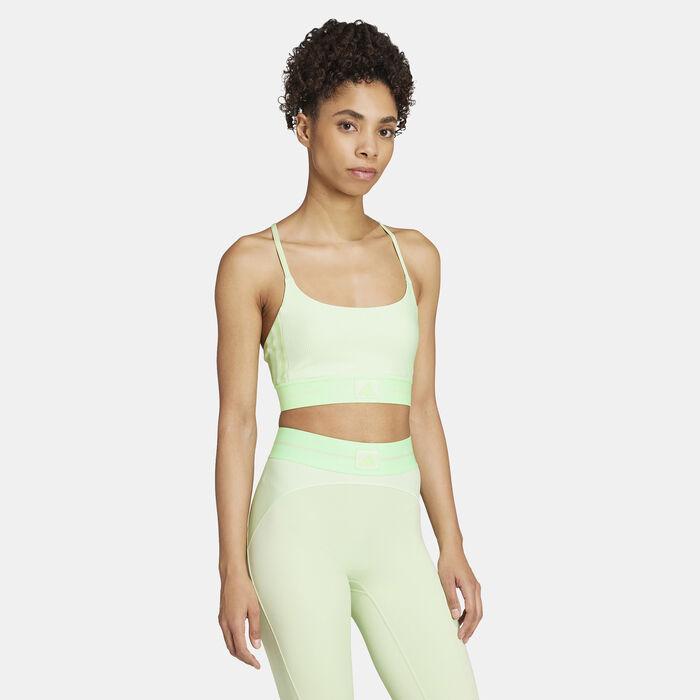 adidas Women's Hyperglam Rib Light-Support Training Sports Bra Green adidas Women's Hyperglam Rib Light-Support Training Sports Bra Green image number 2