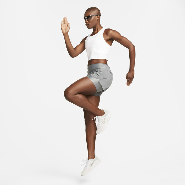 Nike Women's Dri-FIT Swift Mid-Rise 2-in-1 Running Shorts Grey Nike Women's Dri-FIT Swift Mid-Rise 2-in-1 Running Shorts Grey image number 7