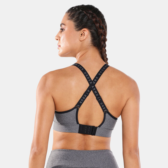 Under Armour Women's UA Infinity Mid Heather Cover Sports Bra Green Under Armour Women's UA Infinity Mid Heather Cover Sports Bra Green image number 1
