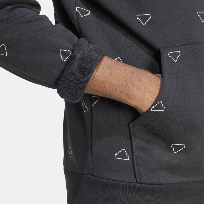 adidas Men's Seasonal Essentials Monogram Graphic Hoodie Black adidas Men's Seasonal Essentials Monogram Graphic Hoodie Black image number 3