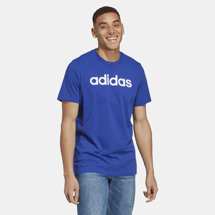 adidas Men's Essentials Linear Embroidered Logo T-Shirt Blue adidas Men's Essentials Linear Embroidered Logo T-Shirt Blue image number 0