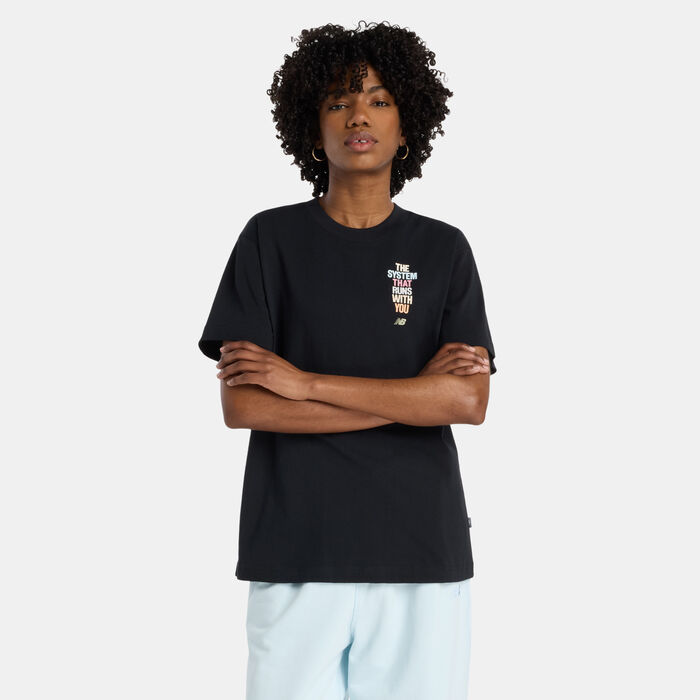 New Balance Women's Athletics System That Runs Graphic T-Shirt Black New Balance Women's Athletics System That Runs Graphic T-Shirt Black image number 0