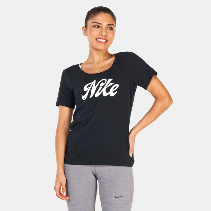 Nike Women's Dri-FIT T-Shirt Black Nike Women's Dri-FIT T-Shirt Black image number 0