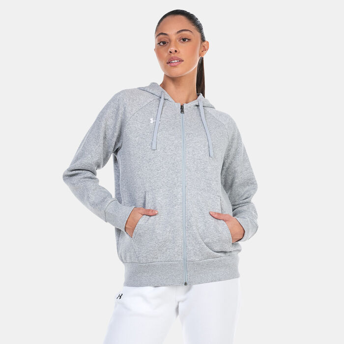 Under Armour Women's UA Rival Fleece Full-Zip Hoodie Grey image number 0