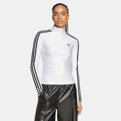 adidas Originals Women's Adicolor 3-Stripes Turtleneck Top White