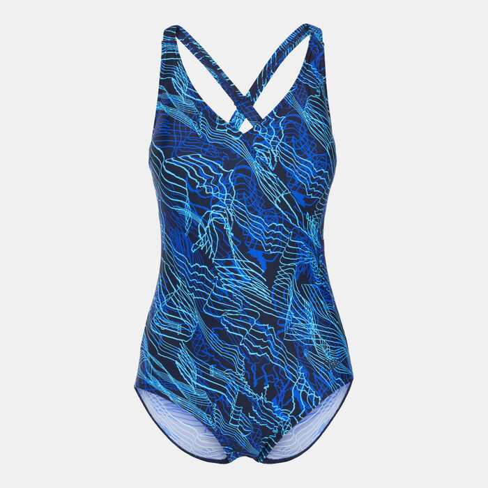 Speedo Women's Lexi Printed Shaping One-Piece Swimsuit Blue Speedo Women's Lexi Printed Shaping One-Piece Swimsuit Blue image number 0