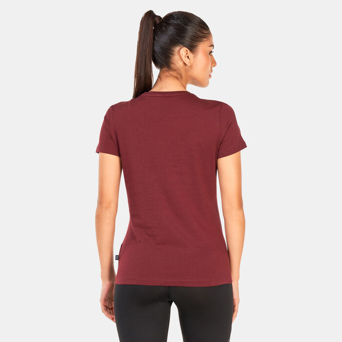 PUMA Women's Essentials+ Metallic Logo T-Shirt Red PUMA Women's Essentials+ Metallic Logo T-Shirt Red image number 1
