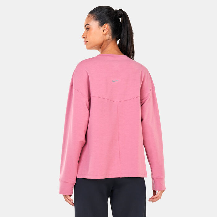 Nike Women's Yoga Dri-FIT Crew Sweatshirt Pink Nike Women's Yoga Dri-FIT Crew Sweatshirt Pink image number 1