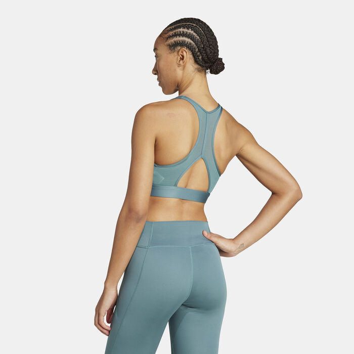 adidas Women's Powerreact Medium-Support Training Sports Bra Green image number 1