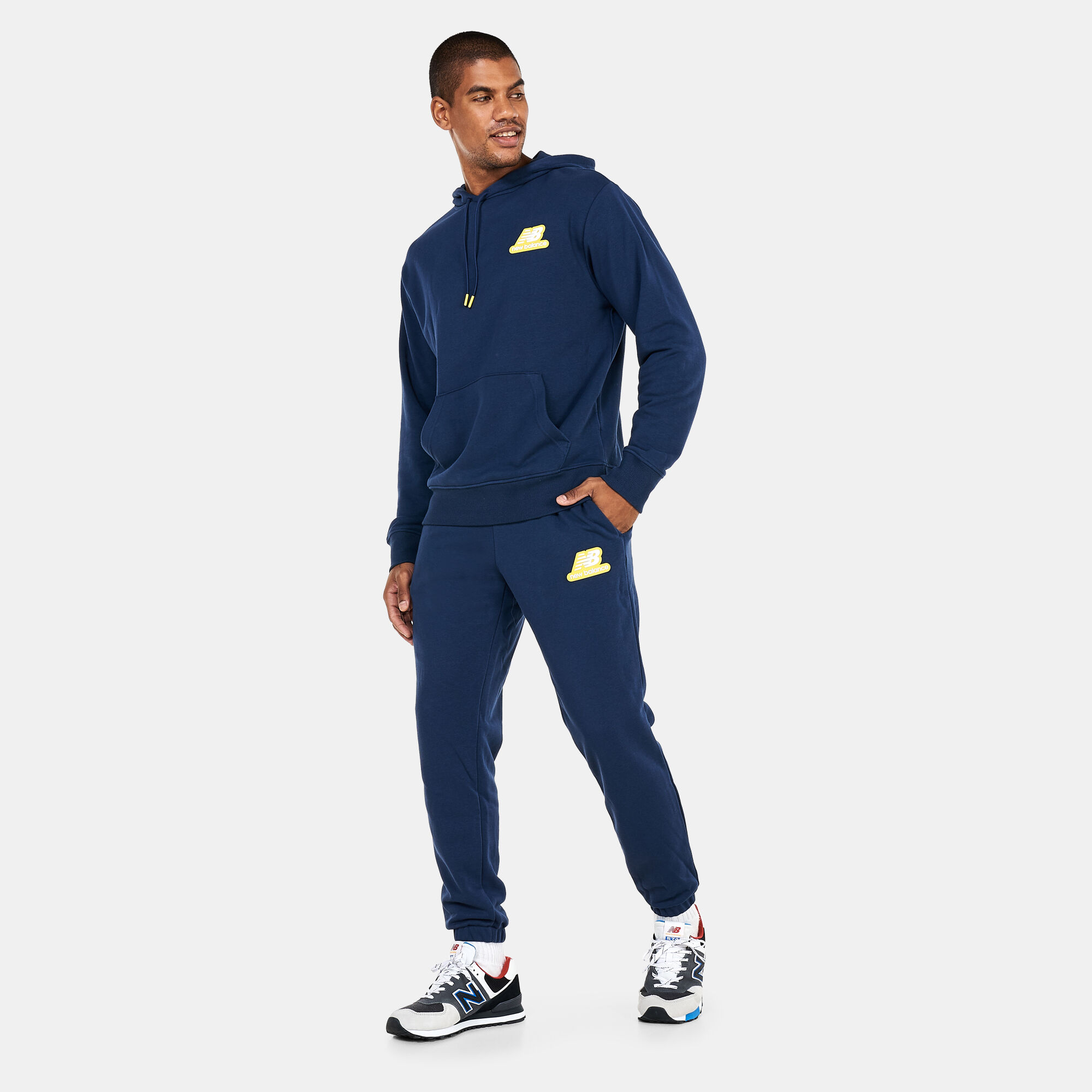 Buy New Balance Men s NB Essentials Stacked Rubber PO Hoodie Blue