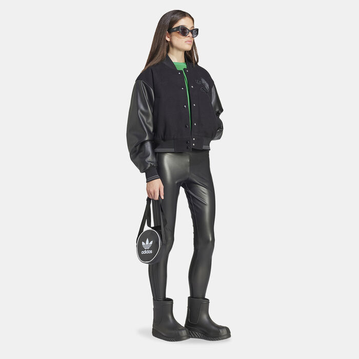 adidas Originals Women's Faux Leather Leggings Black image number 2