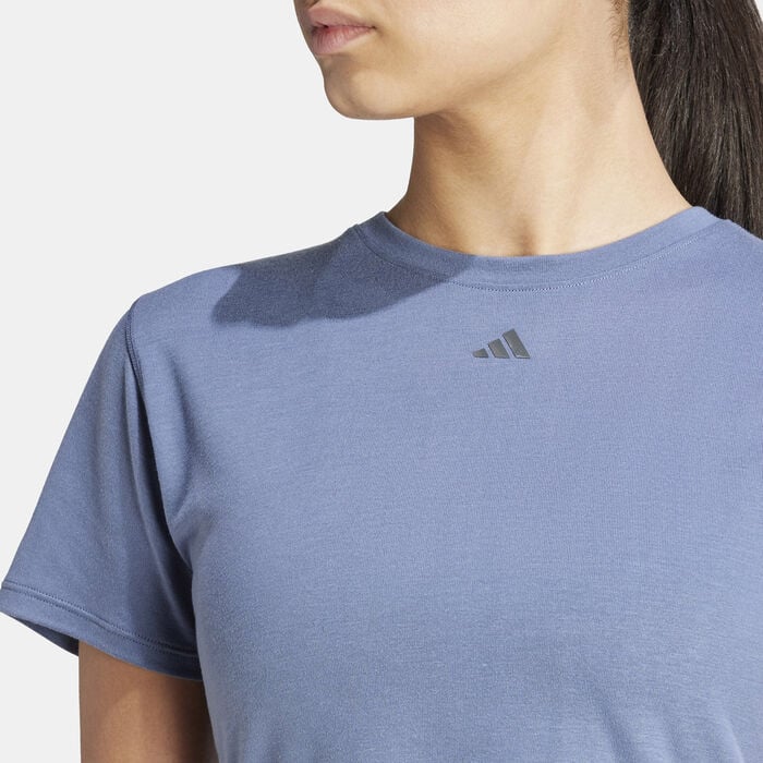 adidas Women's Yoga Studio Wrapped T-Shirt Blue adidas Women's Yoga Studio Wrapped T-Shirt Blue image number 4