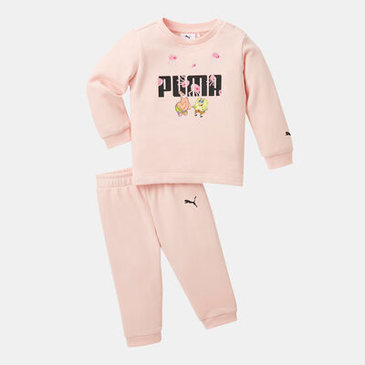 PUMA Kids' x SPONGEBOB Minicat Crew Jogger Set Pink