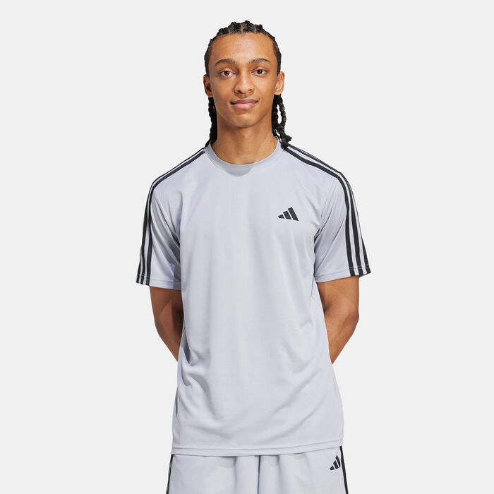 adidas Men's Train Essentials 3-Stripes Training T-Shirt Grey adidas Men's Train Essentials 3-Stripes Training T-Shirt Grey image number 0