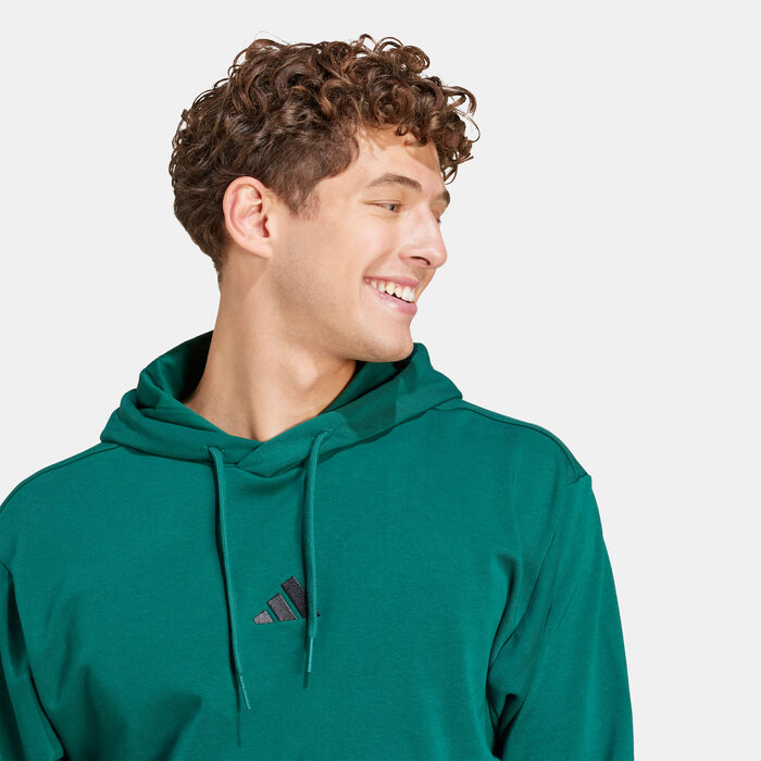 adidas Men's Essentials Feelcozy French Terry Hoodie Green adidas Men's Essentials Feelcozy French Terry Hoodie Green image number 4