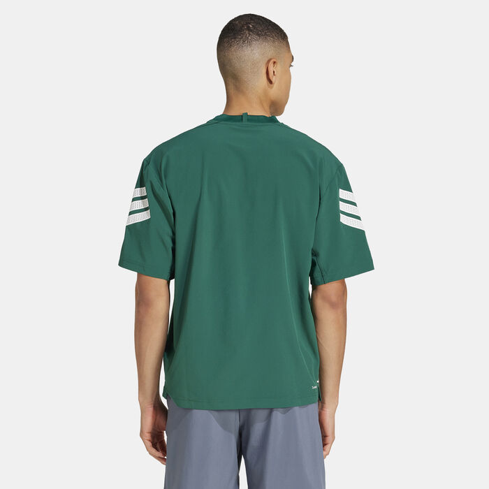 adidas Men's Gym+ 3-Stripes Pump Cover Training Top Green adidas Men's Gym+ 3-Stripes Pump Cover Training Top Green image number 1