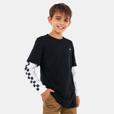 Vans Kids' Long Check Twofer T-Shirt (Older Kids) Black