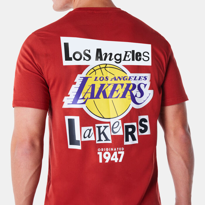 New Era Men's NBA Los Angeles Lakers Newspaper Graphic T-Shirt Orange New Era Men's NBA Los Angeles Lakers Newspaper Graphic T-Shirt Orange image number 3