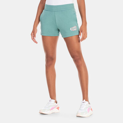 PUMA Women's Essentials+ FLOWER POWER 4-Inch Shorts Green PUMA Women's Essentials+ FLOWER POWER 4-Inch Shorts Green
