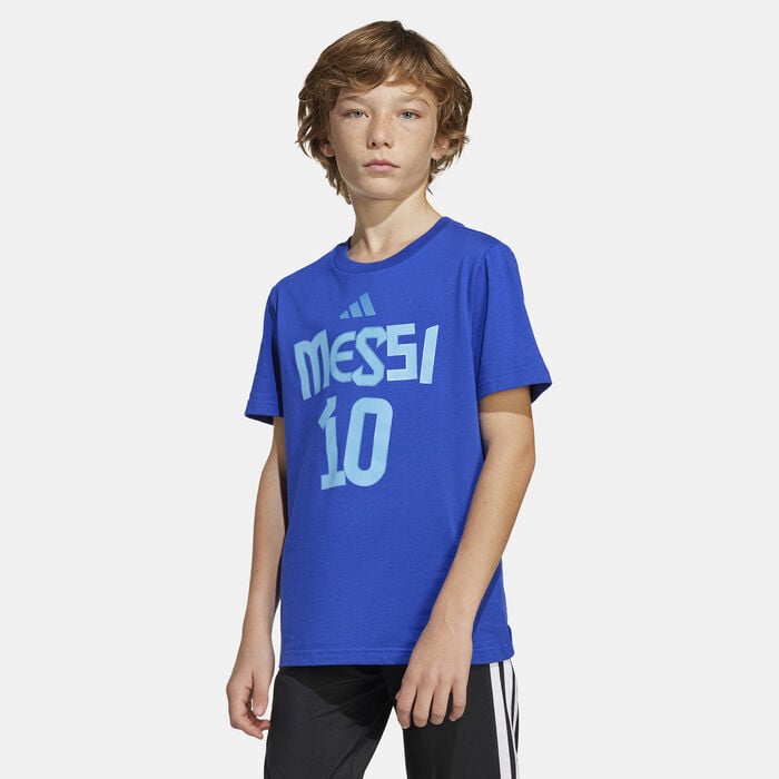 adidas Kids' Messi Name And Number T-Shirt Blue adidas Kids' Messi Name And Number T-Shirt Blue image number 0