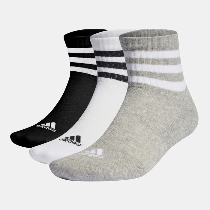 adidas Men’s 3-Stripes Cushioned Sportswear Mid-Cut Socks (3 Pack) Multi-Color image number 0