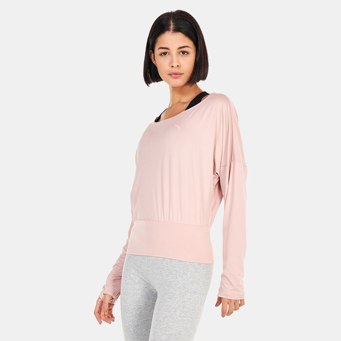 PUMA Women's Studio Yogini Lite Long-Sleeved Training T-Shirt Pink PUMA Women's Studio Yogini Lite Long-Sleeved Training T-Shirt Pink image number 0