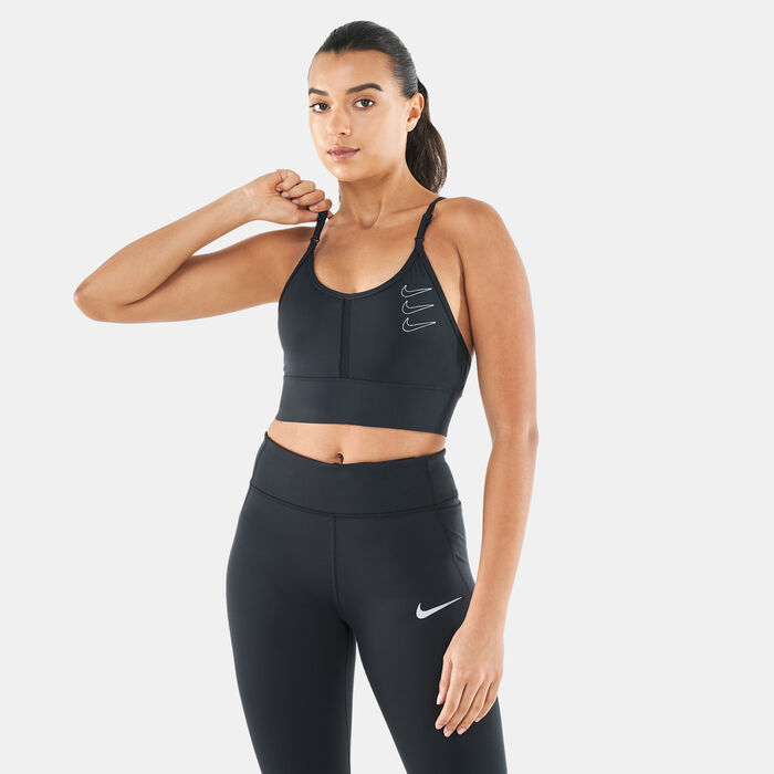 Nike Women's Dri-FIT Indy Light-Support Padded Logo Tape Sports Bra Size L  White