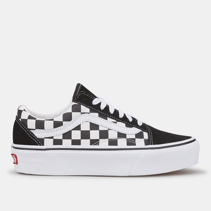 Vans Women's Checkerboard Old Skool Platform Shoe Black image number 0
