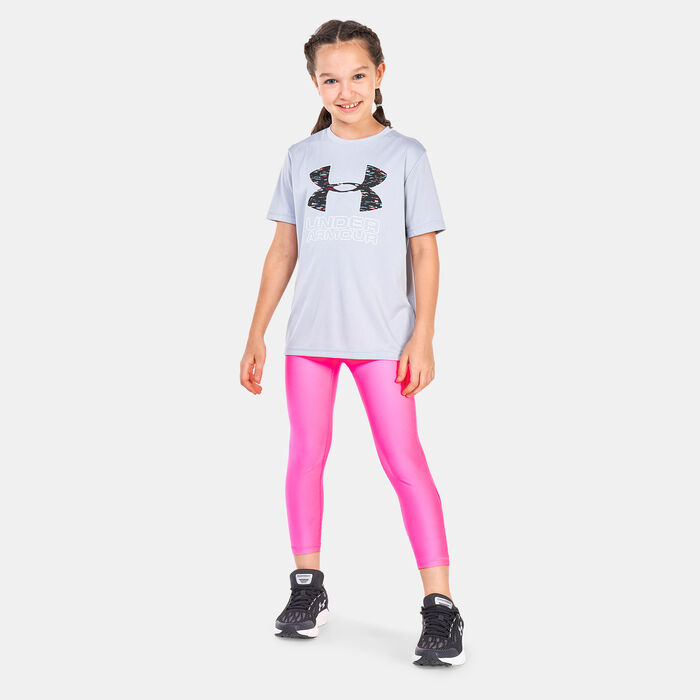 Under Armour Kids' HeatGear® Ankle Crop Leggings Pink image number 2
