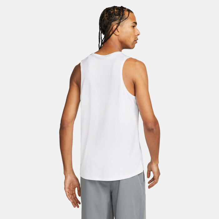 Nike Men's Miler Dri-FIT Running Tank Top White Nike Men's Miler Dri-FIT Running Tank Top White image number 1