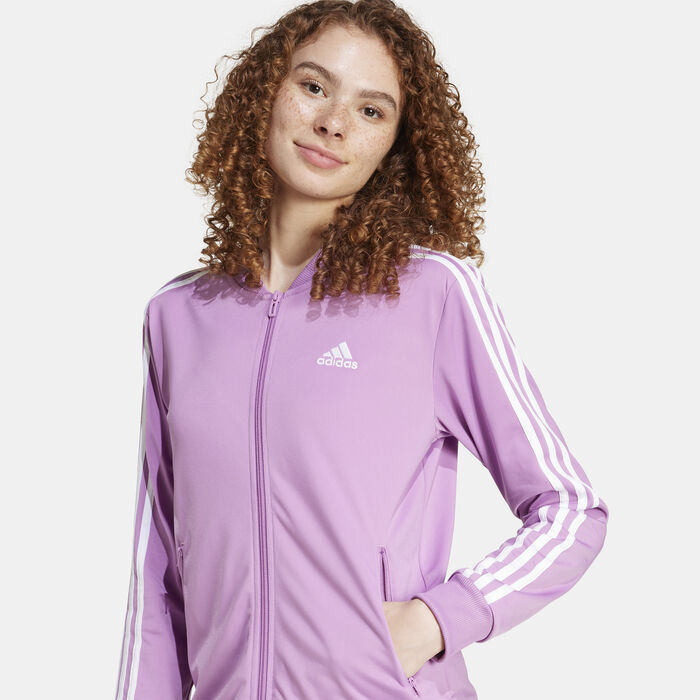 adidas Women's Essentials 3-Stripes Tracksuit Purple image number 4