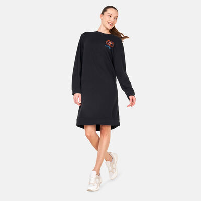 Timberland Women's Check-Logo Crewneck Dress Black