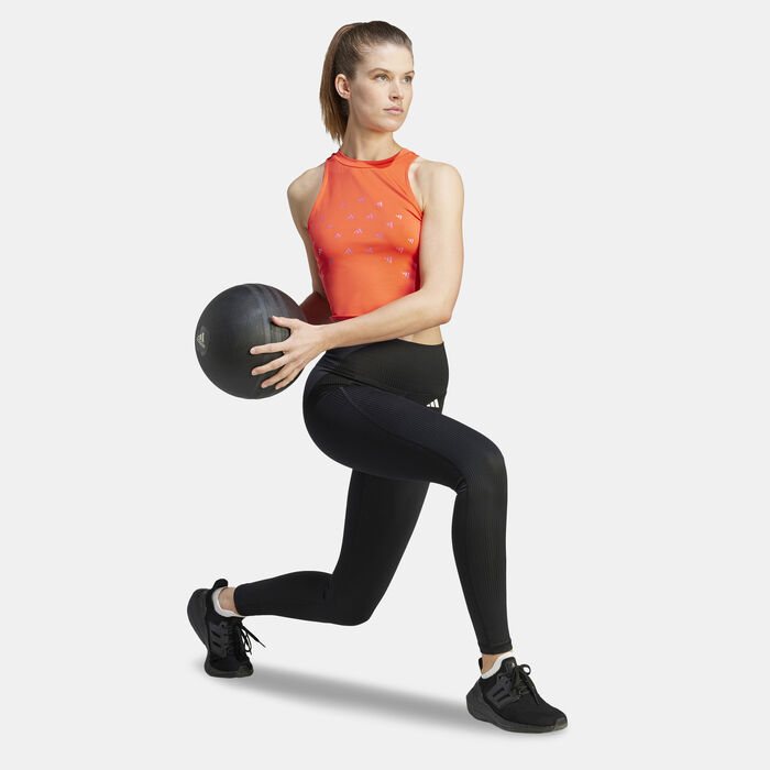 adidas Women's Brand Love Training Logo Print Crop Tank Top Red image number 2