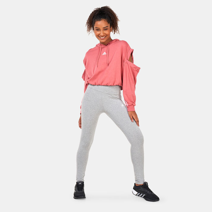 adidas Women's Hyperglam 3-Stripes with Cutout Detail Hoodie Red adidas Women's Hyperglam 3-Stripes with Cutout Detail Hoodie Red image number 2