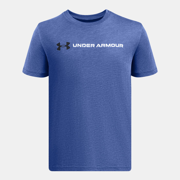 Under Armour Kids' UA Logo Wordmark T-Shirt Blue image number 0