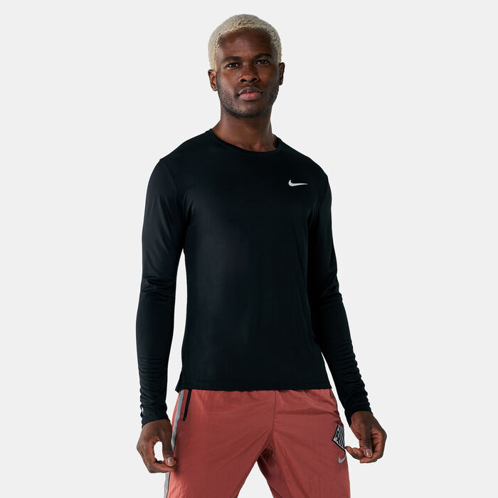 Nike Men's Dri-FIT Miler Running Top Grey Nike Men's Dri-FIT Miler Running Top Grey image number 0