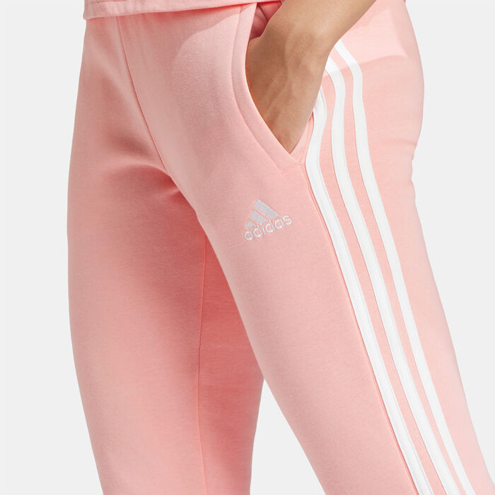adidas Women's Essentials 3-Stripes Fleece Pants Pink adidas Women's Essentials 3-Stripes Fleece Pants Pink image number 2