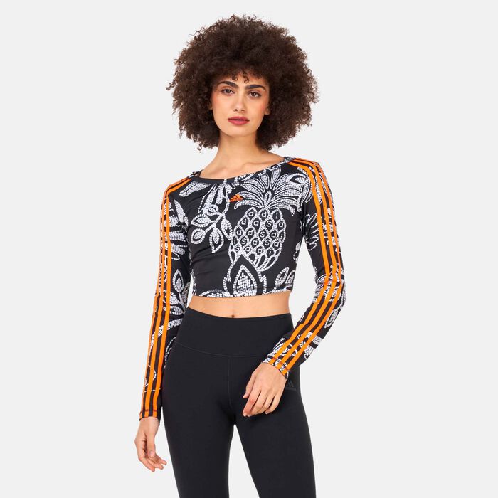 adidas Women's FARM Rio Long-Sleeves Crop Top Black adidas Women's FARM Rio Long-Sleeves Crop Top Black image number 0